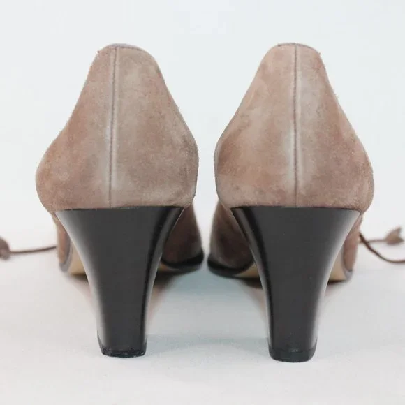 Ellen Tracy Womens Sz 10 Linda Allard Brown Suede Block Heeled Pointed Toes #135 - Picture 6 of 11